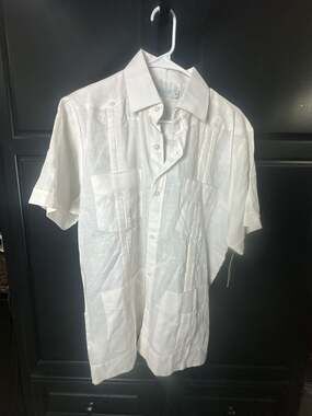 Mojito Collection Men's White 100% Linen Guayabera Shirt Size Medium #466